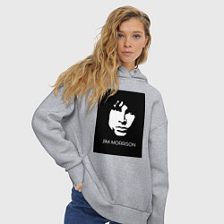 Толстовка оверсайз женская Jim Morrison in bw, цвет: меланж — фото 2