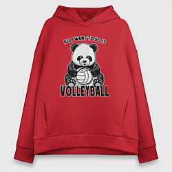 Толстовка оверсайз женская Panda volleyball, цвет: красный