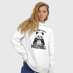 Толстовка оверсайз женская Panda volleyball, цвет: белый — фото 2