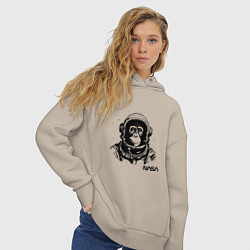 Толстовка оверсайз женская Астронавт обезьяна nasa, цвет: миндальный — фото 2