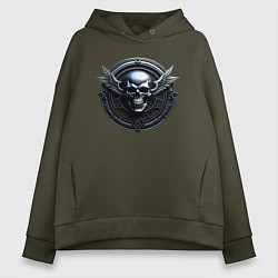 Толстовка оверсайз женская Черепушечка, цвет: хаки