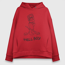 Толстовка оверсайз женская Bart hellboy Lill Peep, цвет: красный