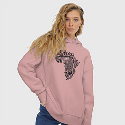 Толстовка оверсайз женская Африканская зебра, цвет: пыльно-розовый — фото 2