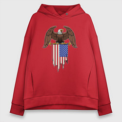 Толстовка оверсайз женская США орёл, цвет: красный