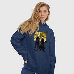 Толстовка оверсайз женская Гето и Годжо - Магическая битва, цвет: тёмно-синий — фото 2