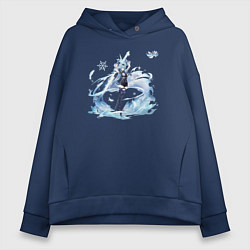 Толстовка оверсайз женская Эола Лоуренс из Геншин Импакт, цвет: тёмно-синий