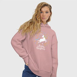 Толстовка оверсайз женская Unicorn christmas, цвет: пыльно-розовый — фото 2