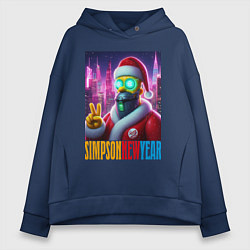 Толстовка оверсайз женская Simpson new year - cyberpunk, цвет: тёмно-синий