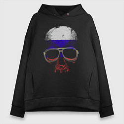 Толстовка оверсайз женская Russia skull, цвет: черный
