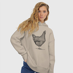 Толстовка оверсайз женская Курица, цвет: миндальный — фото 2