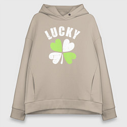 Толстовка оверсайз женская Lucky day, цвет: миндальный