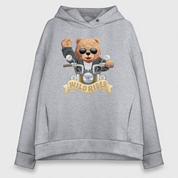 Толстовка оверсайз женская Плюшевый медвежонок байкер, цвет: меланж