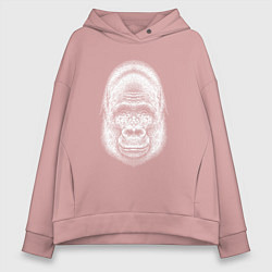 Толстовка оверсайз женская Морда веселой гориллы, цвет: пыльно-розовый