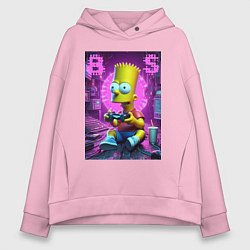 Толстовка оверсайз женская Bart Simpson - cool gamer, цвет: светло-розовый