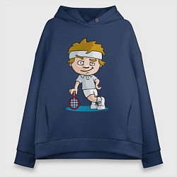 Толстовка оверсайз женская Теннисист, цвет: тёмно-синий