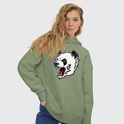 Толстовка оверсайз женская Оскал панды, цвет: авокадо — фото 2