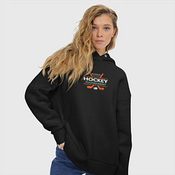 Толстовка оверсайз женская Хоккей - спорт России, цвет: черный — фото 2