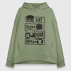 Толстовка оверсайз женская Есть спать ферма, цвет: авокадо