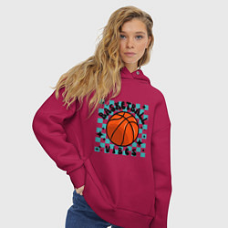 Толстовка оверсайз женская Basketball vibes, цвет: маджента — фото 2