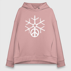 Толстовка оверсайз женская Peace snow, цвет: пыльно-розовый