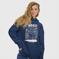 Толстовка оверсайз женская MoMo - кот в мешке темный, цвет: тёмно-синий — фото 2