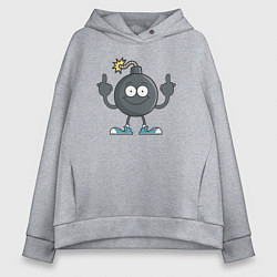 Толстовка оверсайз женская Взрывной привет, цвет: меланж