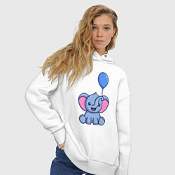 Толстовка оверсайз женская Слоник с шариком, цвет: белый — фото 2