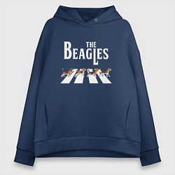 Толстовка оверсайз женская Бигли The Beatles пародия, цвет: тёмно-синий
