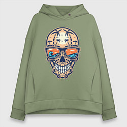 Толстовка оверсайз женская Summer skull, цвет: авокадо