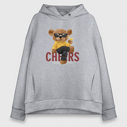 Толстовка оверсайз женская Плюшевый медведь с коктейлем, цвет: меланж