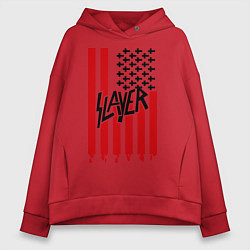 Толстовка оверсайз женская Slayer Flag, цвет: красный