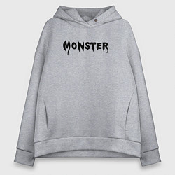 Толстовка оверсайз женская Monster black, цвет: меланж