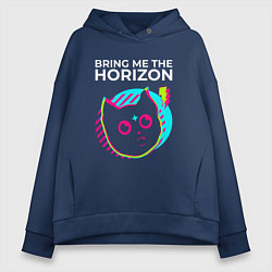 Толстовка оверсайз женская Bring Me the Horizon rock star cat, цвет: тёмно-синий