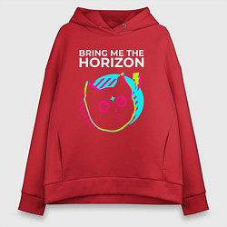 Толстовка оверсайз женская Bring Me the Horizon rock star cat, цвет: красный