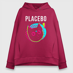 Толстовка оверсайз женская Placebo rock star cat, цвет: маджента
