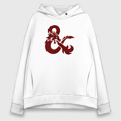 Толстовка оверсайз женская Подземелья и драконы лого, цвет: белый