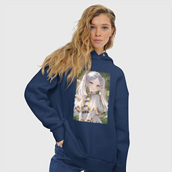 Толстовка оверсайз женская Sweet Frieren, цвет: тёмно-синий — фото 2