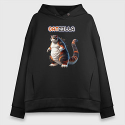 Толстовка оверсайз женская Big catzilla, цвет: черный