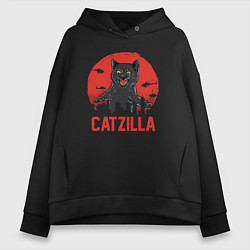 Толстовка оверсайз женская Catzilla, цвет: черный