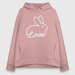 Толстовка оверсайз женская Love bunny, цвет: пыльно-розовый