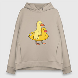 Толстовка оверсайз женская Две утки, цвет: миндальный