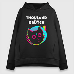 Толстовка оверсайз женская Thousand Foot Krutch rock star cat, цвет: черный