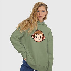 Толстовка оверсайз женская Мордочка обезьяны, цвет: авокадо — фото 2