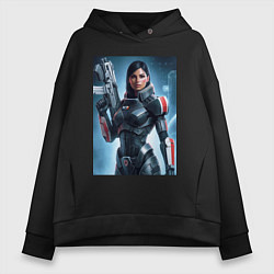 Толстовка оверсайз женская Mass Effect -N7 armor, цвет: черный