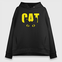 Толстовка оверсайз женская Cat облик, цвет: черный