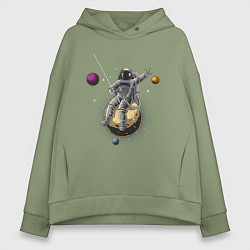 Толстовка оверсайз женская Космонавт wrecking ball, цвет: авокадо
