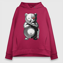 Толстовка оверсайз женская Монокума - Danganronpa, цвет: маджента