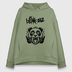 Толстовка оверсайз женская Blink 182 - rock panda, цвет: авокадо