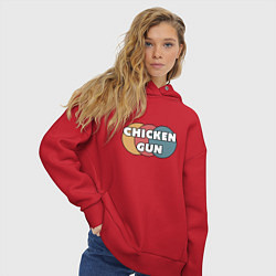 Толстовка оверсайз женская Chicken gun круги, цвет: красный — фото 2