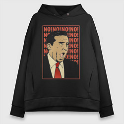 Толстовка оверсайз женская Офис Майкл - мем кричин нет, цвет: черный